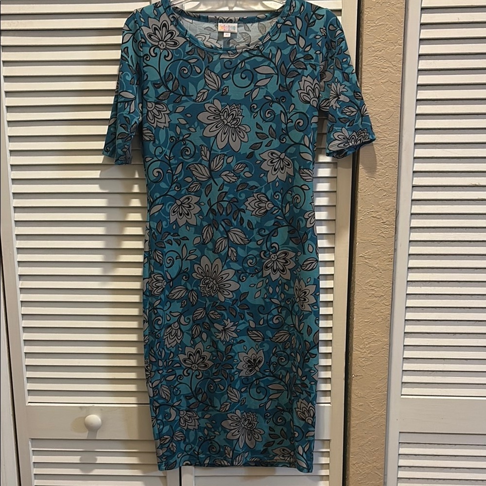 LuLaRoe Teal Floral Midi Dress